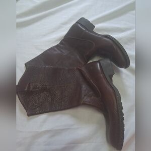 Born Dark Brown Leather Pull-On Mid-Calf Boots